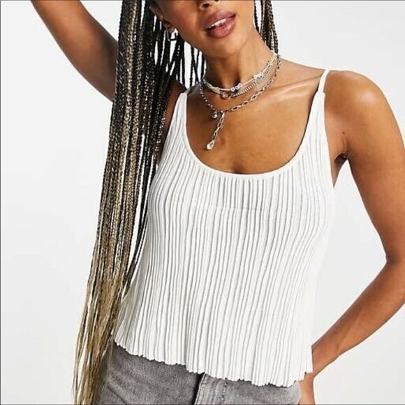 FREE People Get To Know You White Ribbed Cropped Cami - Picture 1 of 2